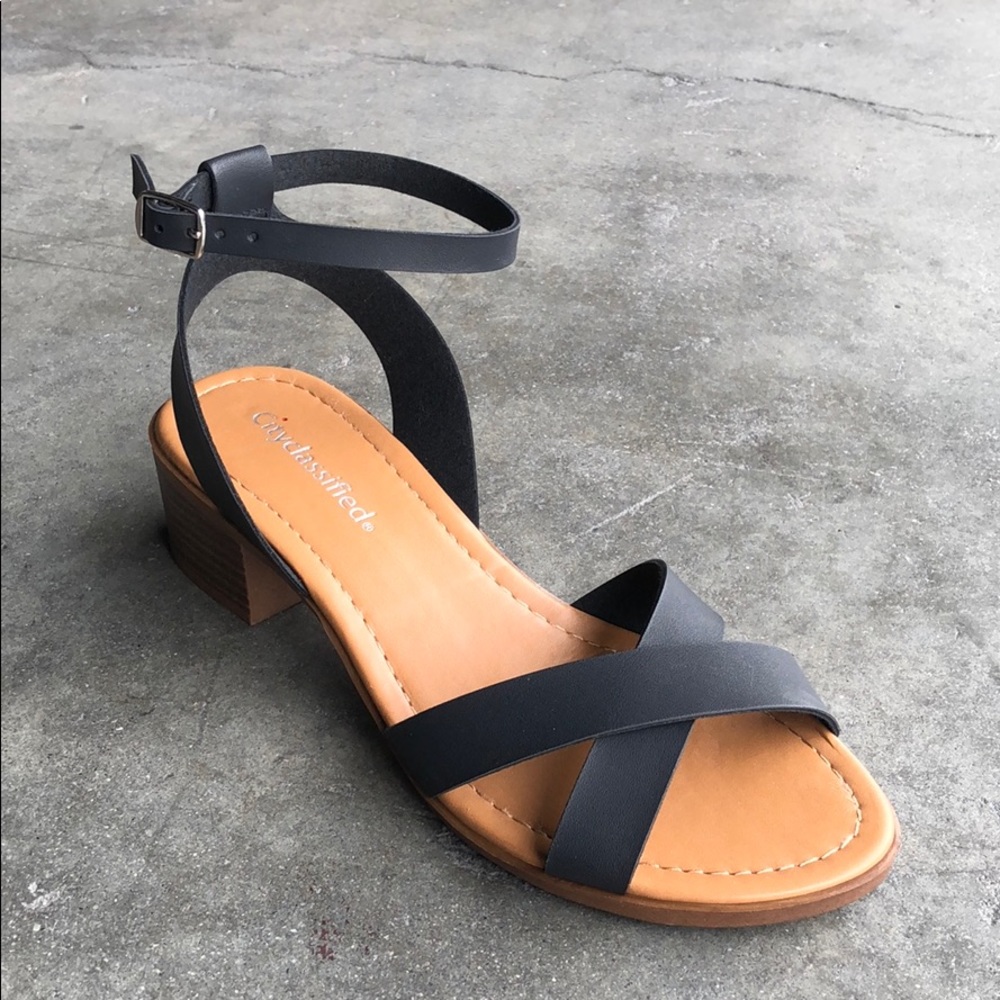 CityClassified Womens Ankle Strap Sandals in Black